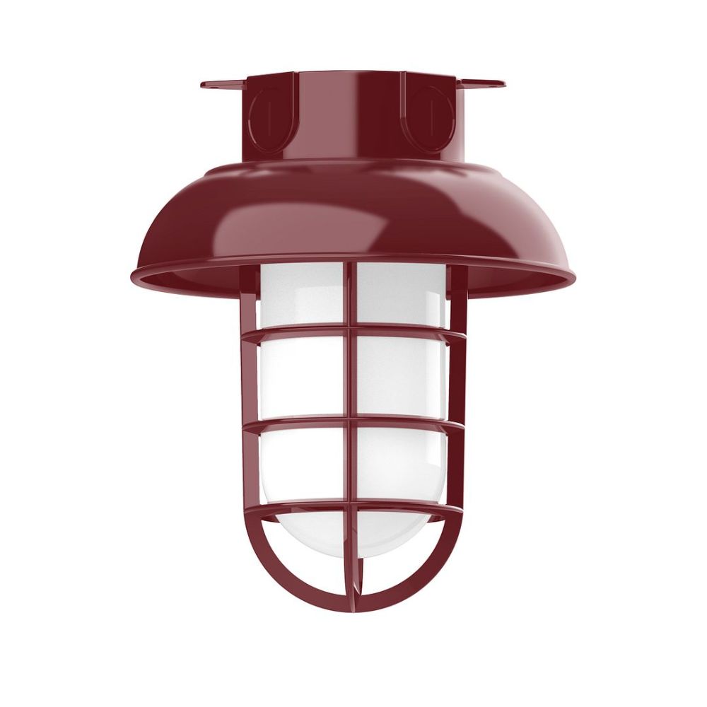 Montclair Lightworks FMC060-55 8" Vaportite flush mount ceiling light, Barn Red
